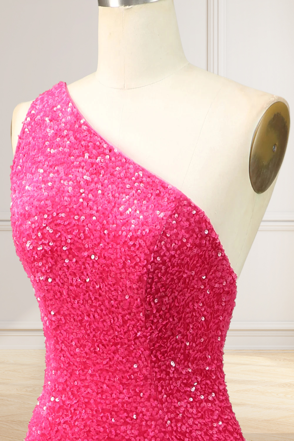 Dressime Sequin Prom Dresses Sheath/Mermaid One Shoulder Floor Length With Slit