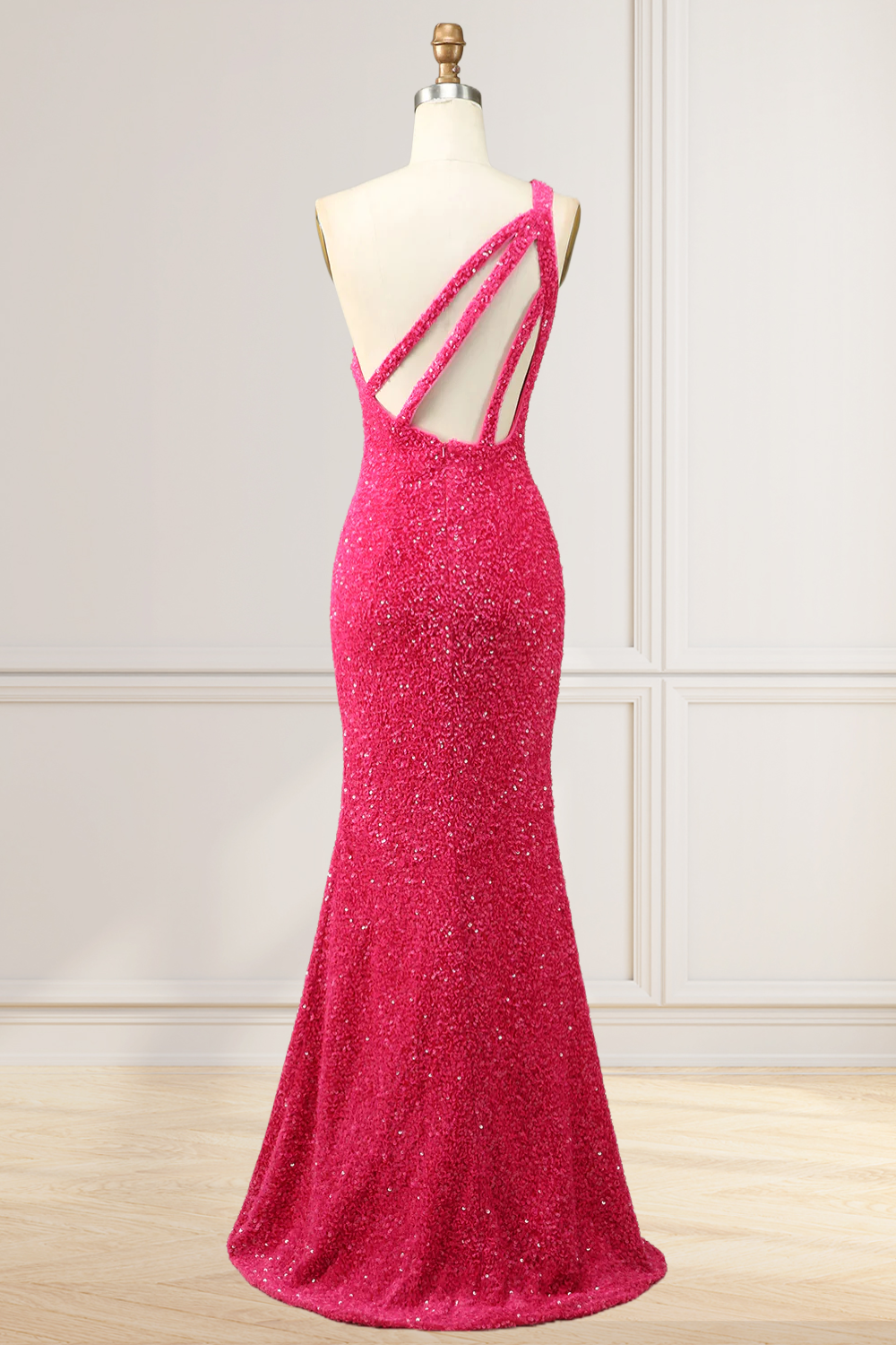 Dressime Sequin Prom Dresses Sheath/Mermaid One Shoulder Floor Length With Slit