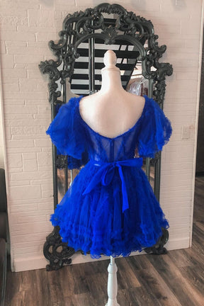 Dressime Off The Shoulder A Line Homecoming Dresses Tulle With Ruffles
