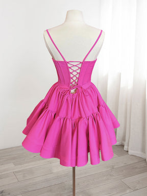 Dressime  A Line Spaghetti Straps Short Mini Tiered Cocktail Homecoming Dress