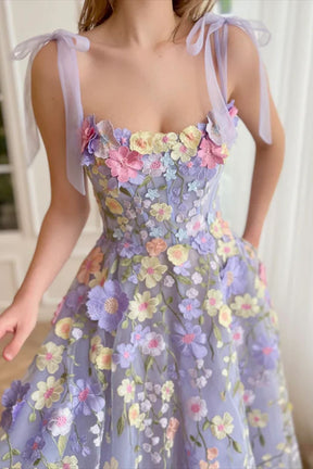 Dressime A Line Tull Straps Homecoming Dresses with 3D Flowers Teen Dresses