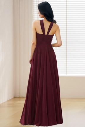 Dressime A Line Halter Chiffon Long Bridesmaid Dress dressime