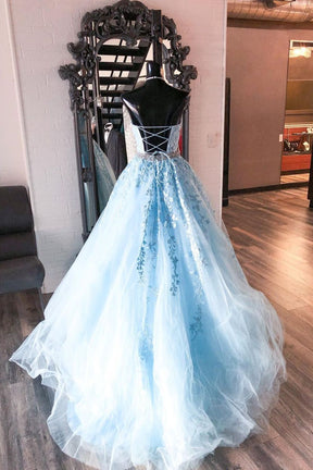 Dressime A Line Halter Tulle Long Prom Dress With Appliques dressime