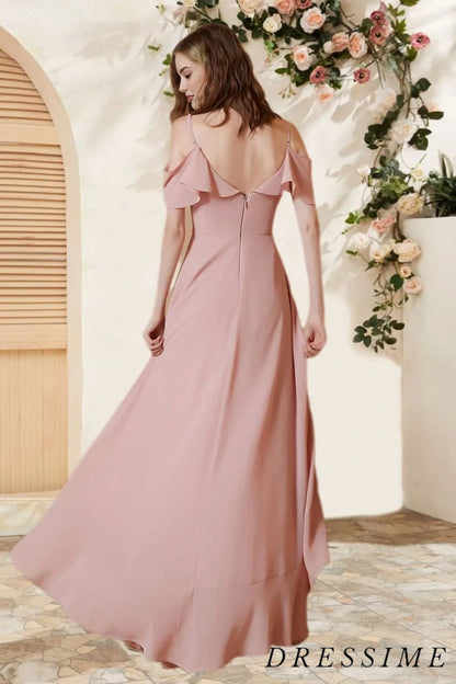 Dressime A Line Off The Shoulder Chiffon Asymmetrical Bridesmaid Dress dressime