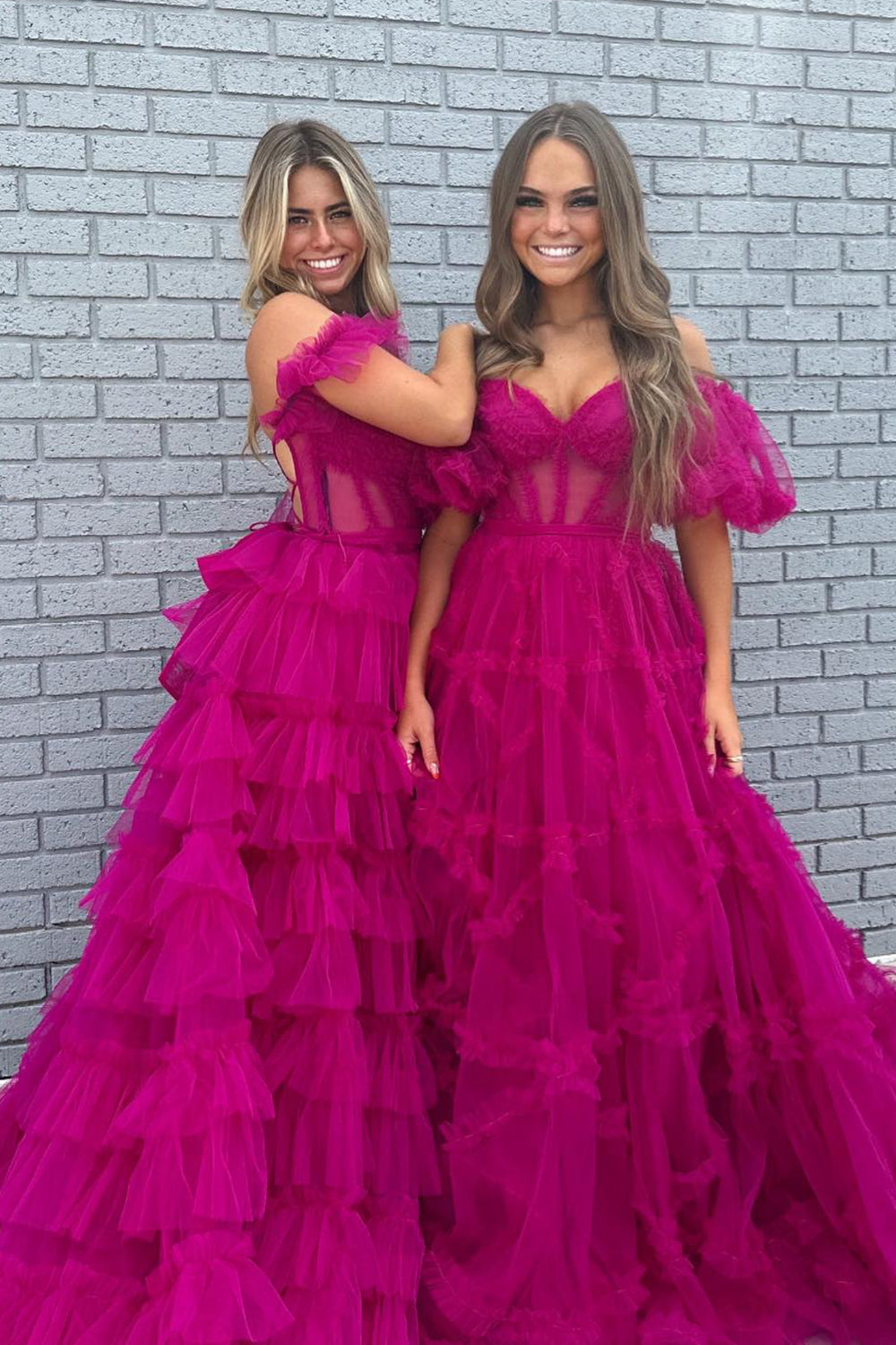 dressimeA Line Off the Shoulder Tulle Prom Dresses 