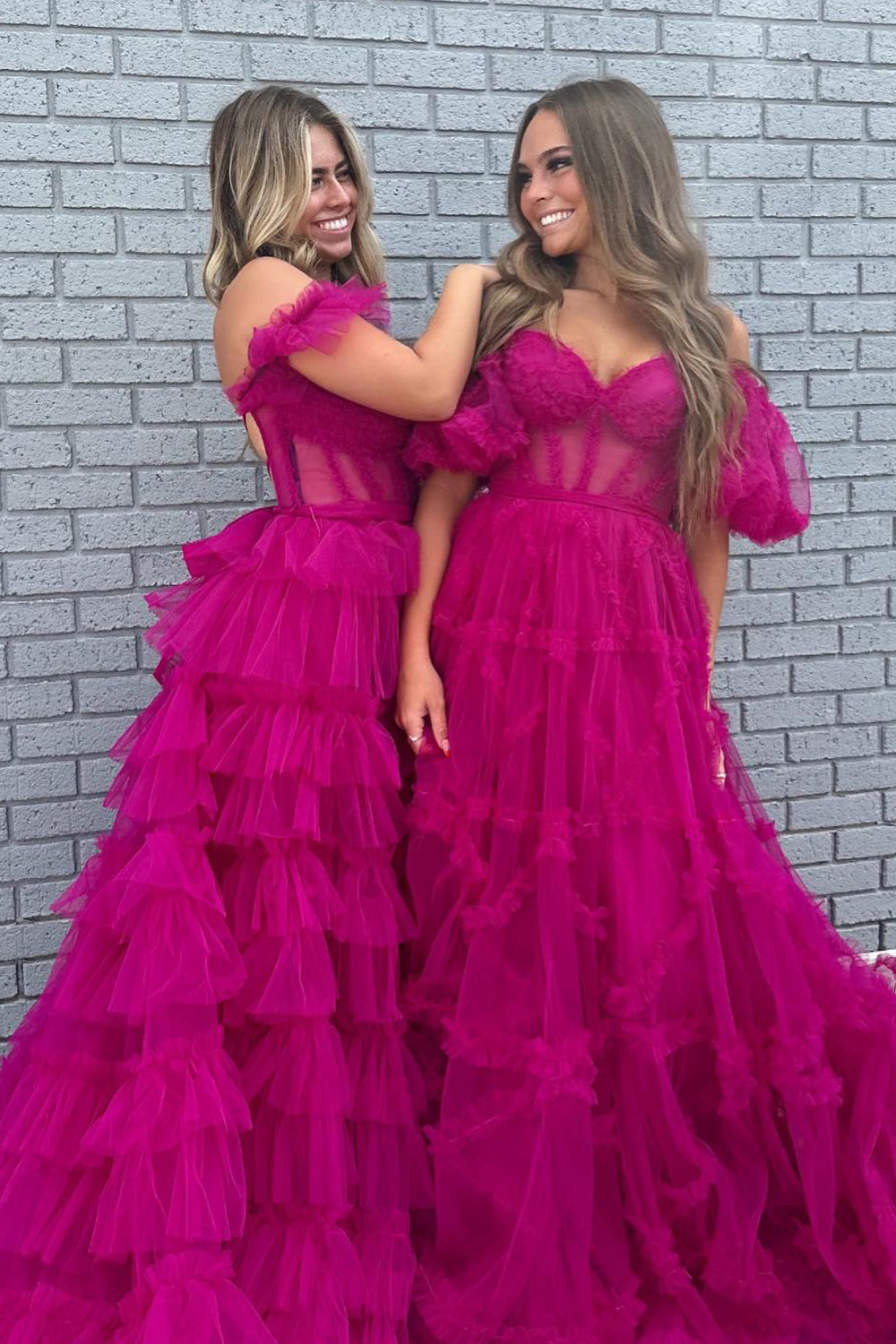 dressimeA Line Off the Shoulder Tulle Prom Dresses 