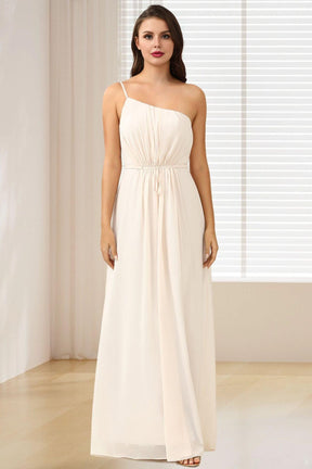 Dressime A Line One Shoulder Chiffon Long Bridesmaid Dress dressime