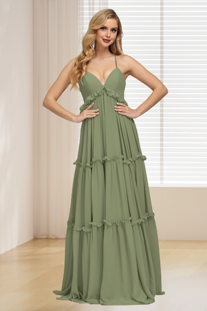 dressimeA-Line Spaghetti Straps Chiffon Bridesmaid Dresses 