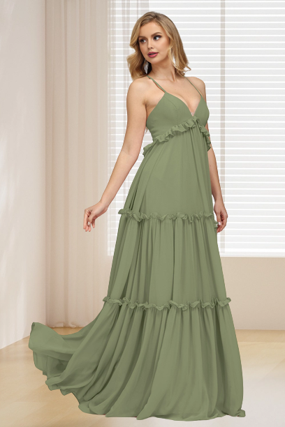 dressimeA-Line Spaghetti Straps Chiffon Bridesmaid Dresses 