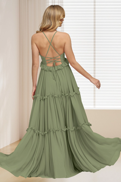 dressimeA-Line Spaghetti Straps Chiffon Bridesmaid Dresses 