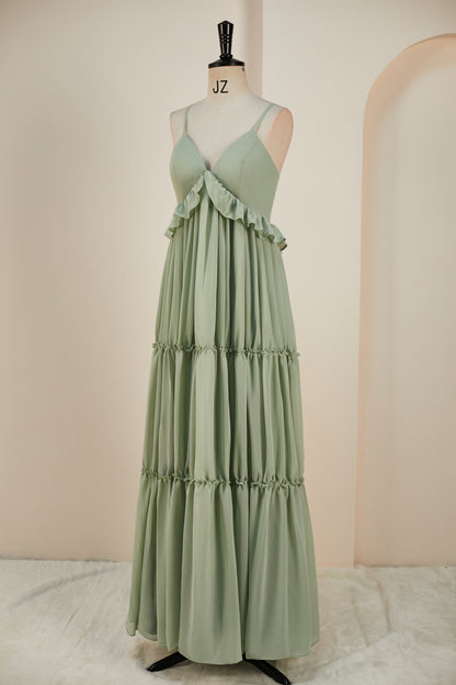 dressimeA-Line Spaghetti Straps Chiffon Bridesmaid Dresses 