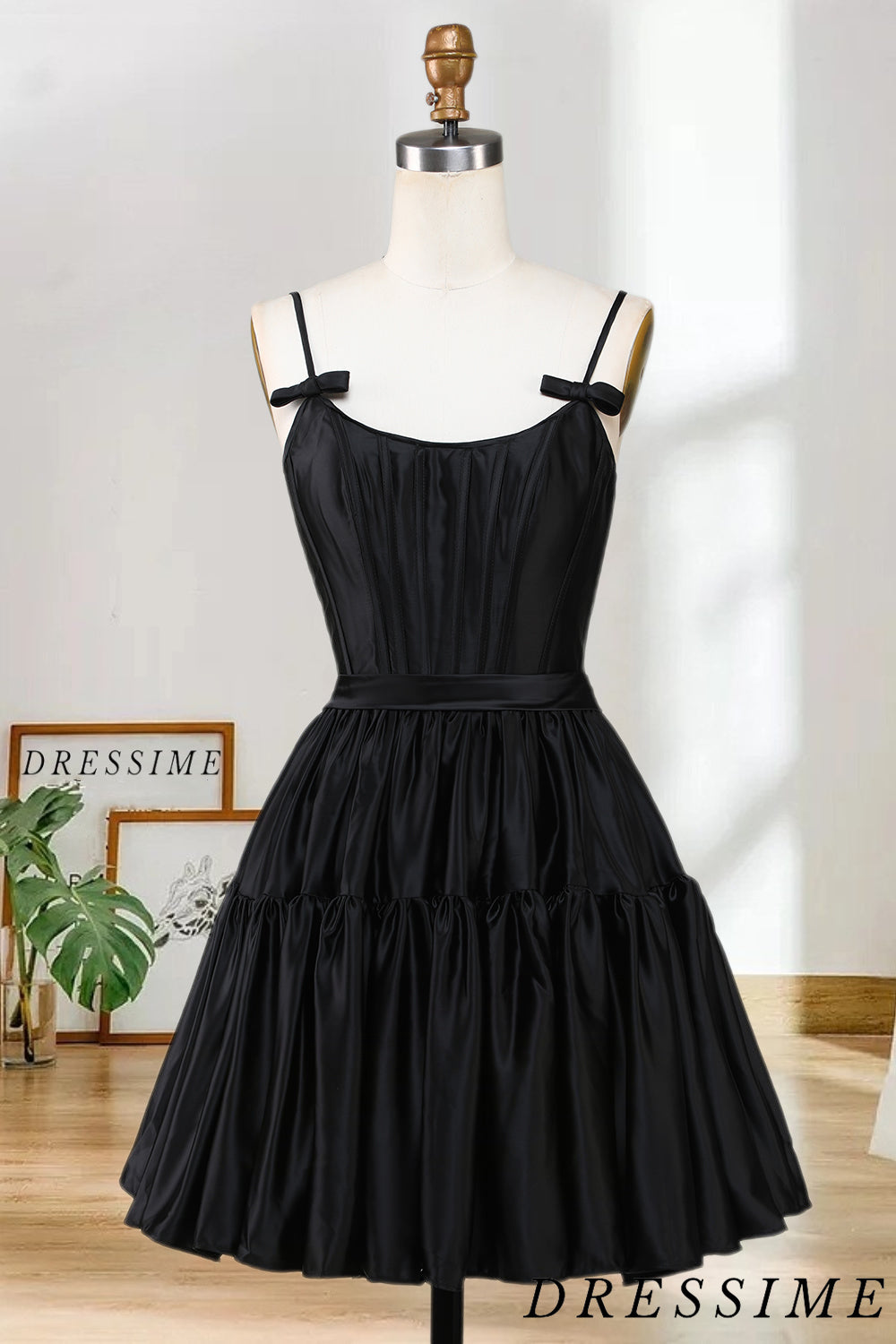 Dressime A Line Spaghetti Straps Short/Mini Tiered Cocktail Homecoming Dress dressime