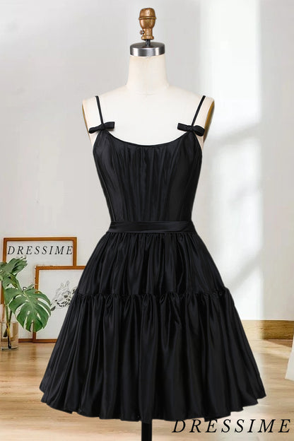 Dressime A Line Spaghetti Straps Short/Mini Tiered Cocktail Homecoming Dress dressime