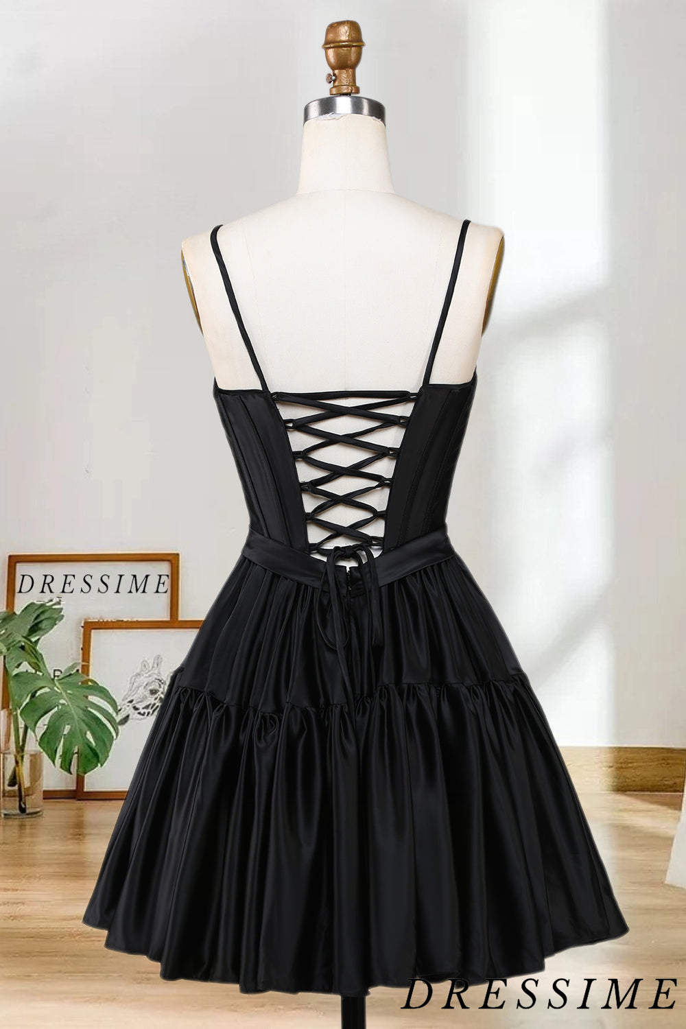 Dressime A Line Spaghetti Straps Short/Mini Tiered Cocktail Homecoming Dress dressime