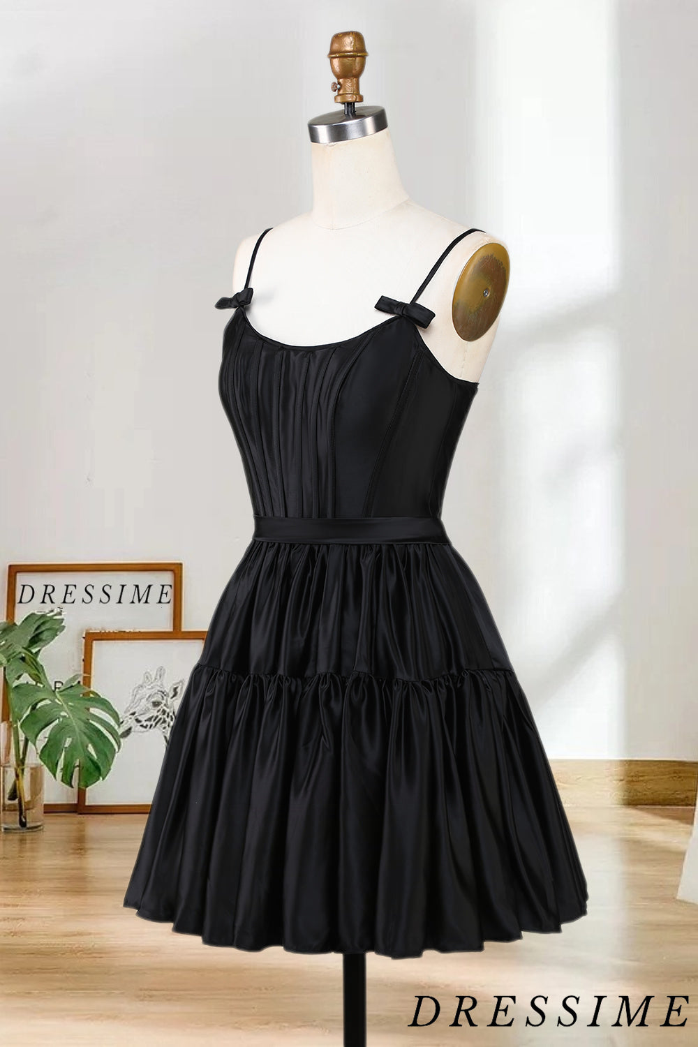 Dressime A Line Spaghetti Straps Short/Mini Tiered Cocktail Homecoming Dress dressime