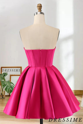 Dressime A Line Sweetheart Satin Homecoming Dress with Beading dressime