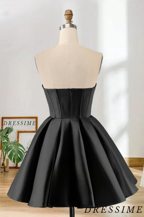 Dressime A Line Sweetheart Satin Homecoming Dress with Beading dressime