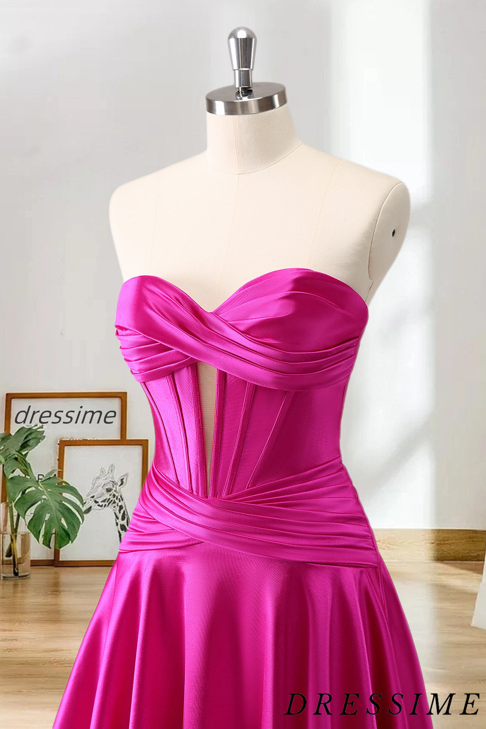 Dressime A Line Sweetheart Satin Short/Mini Homecoming Dress with Keyhole dressime