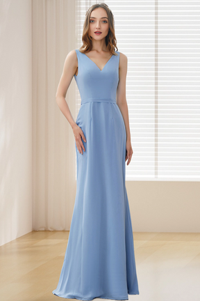 Dressime A Line V Neck Chiffon Long Bridesmaid Dress dressime