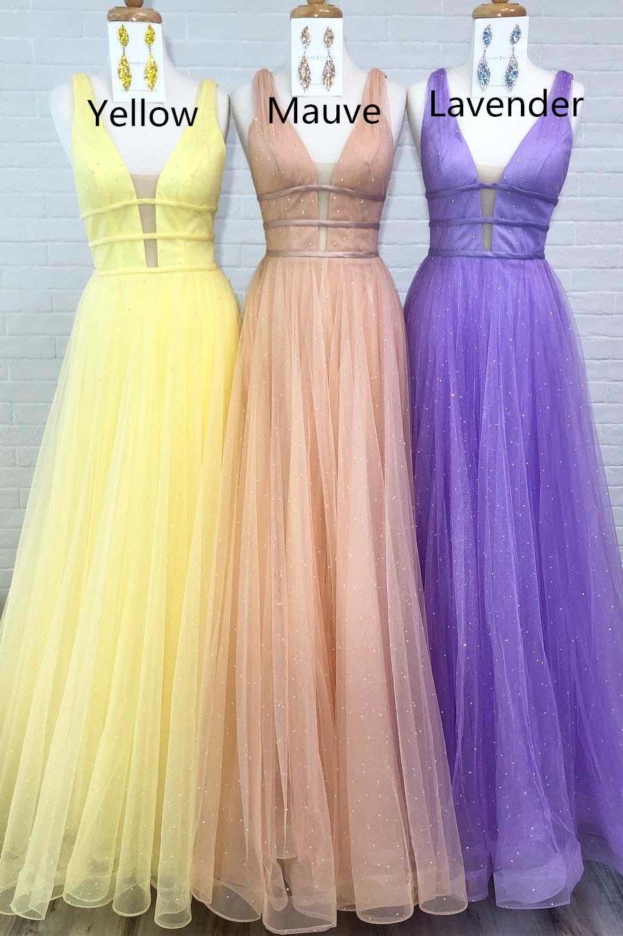 Dressime A Line V Neck Tulle Long Prom Dress With Thin Belt dressime