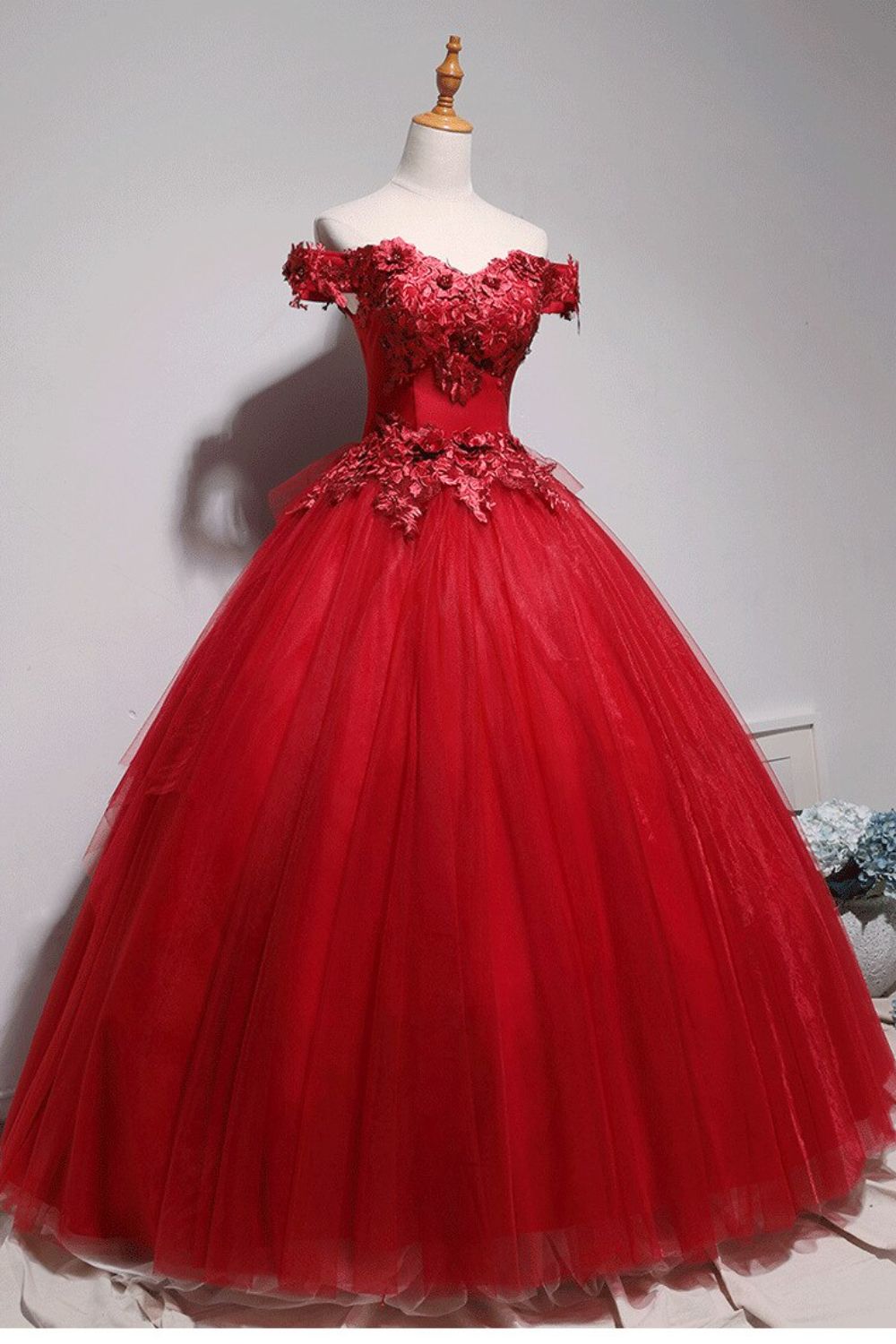 Dressime Ball Gown Off The Shoulder Tulle Princess Dress With Appliques dressime