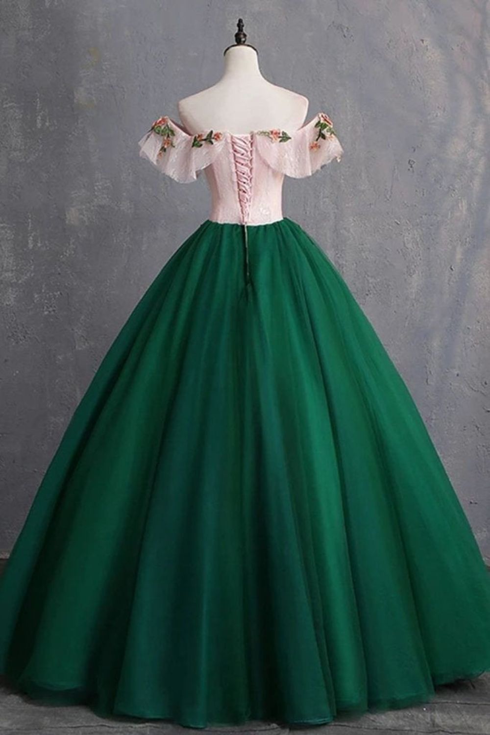 Dressime Ball Gown Off The Shoulder Tulle Princess Dress With Appliques dressime