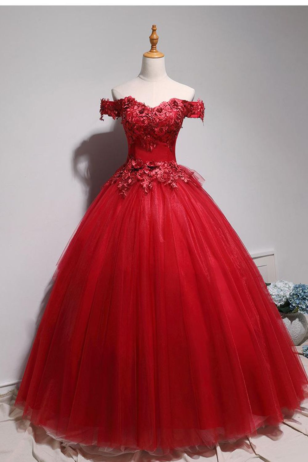 Dressime Ball Gown Off The Shoulder Tulle Princess Dress With Appliques dressime