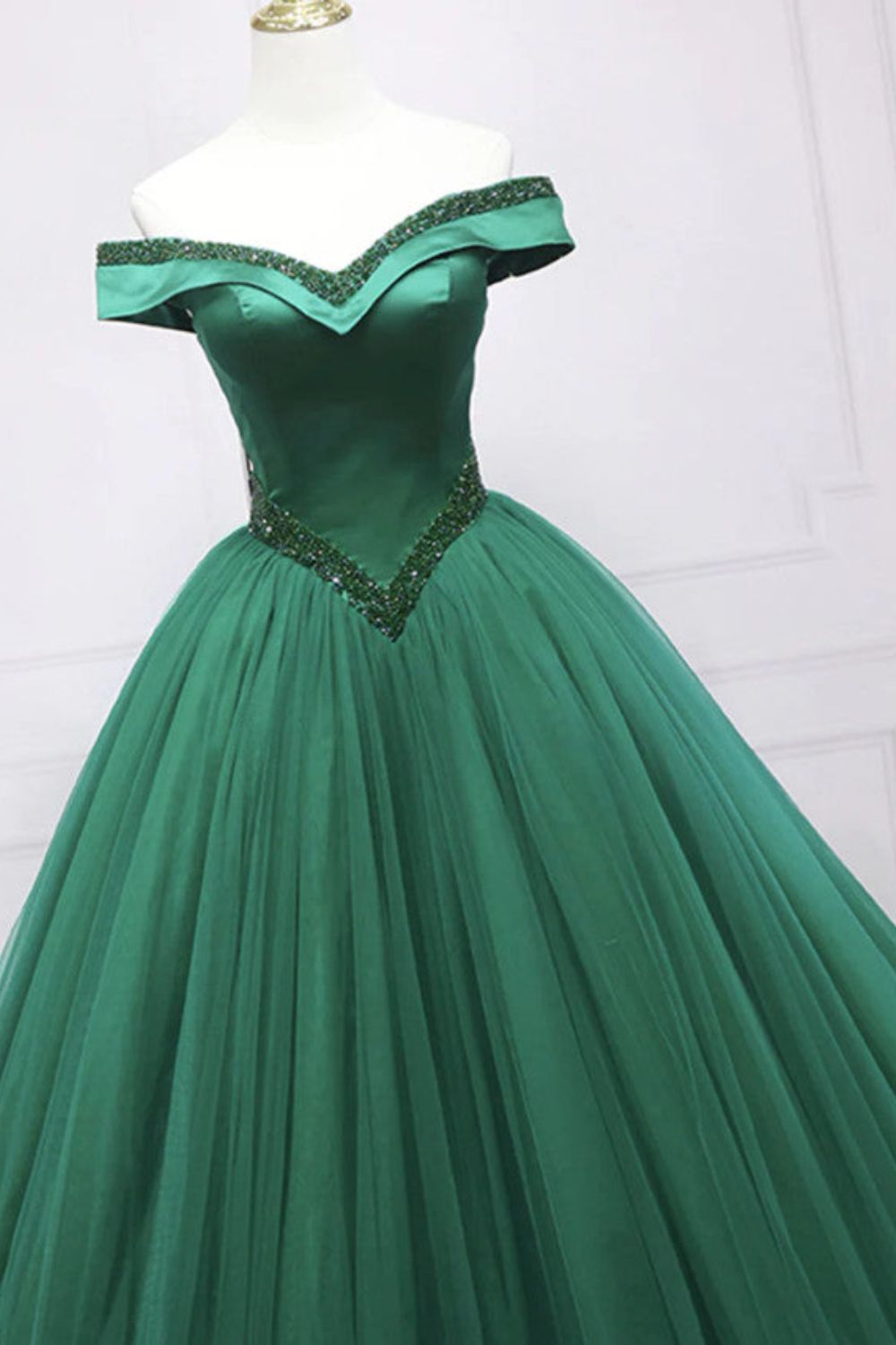 Dressime Ball Gown Off the Shoulder Tulle Beaed Princess Dress dressime