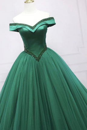 Dressime Ball Gown Off the Shoulder Tulle Beaed Princess Dress dressime