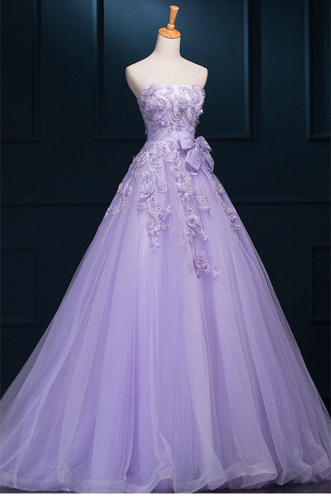 Dressime Ball Gown Strapless Tulle Appliques Princess Dress dressime