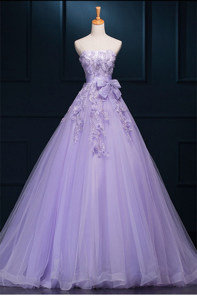 Dressime Ball Gown Strapless Tulle Appliques Princess Dress dressime