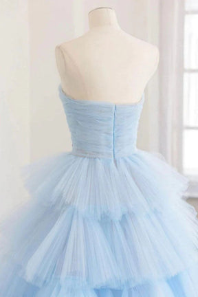 Dressime Ball Gown Strapless Tulle Tiered Pleats Long Princess Dresses dressime