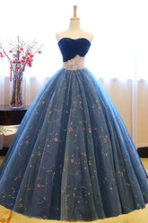 Dressime Ball Gown Sweetheart Tulle Princess Dress with Beaded dressime