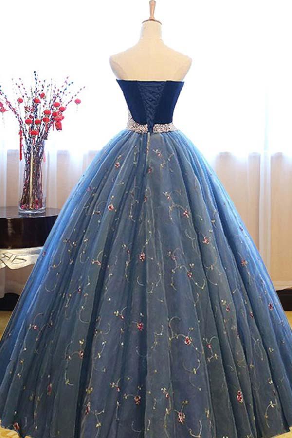 Dressime Ball Gown Sweetheart Tulle Princess Dress with Beaded dressime