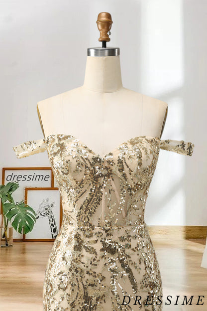 Dressime Bodycon Off The Shoulder Short/Mini Homecoming Dress with Sequin Applique dressime