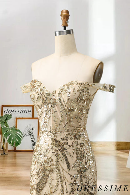 Dressime Bodycon Off The Shoulder Short/Mini Homecoming Dress with Sequin Applique dressime