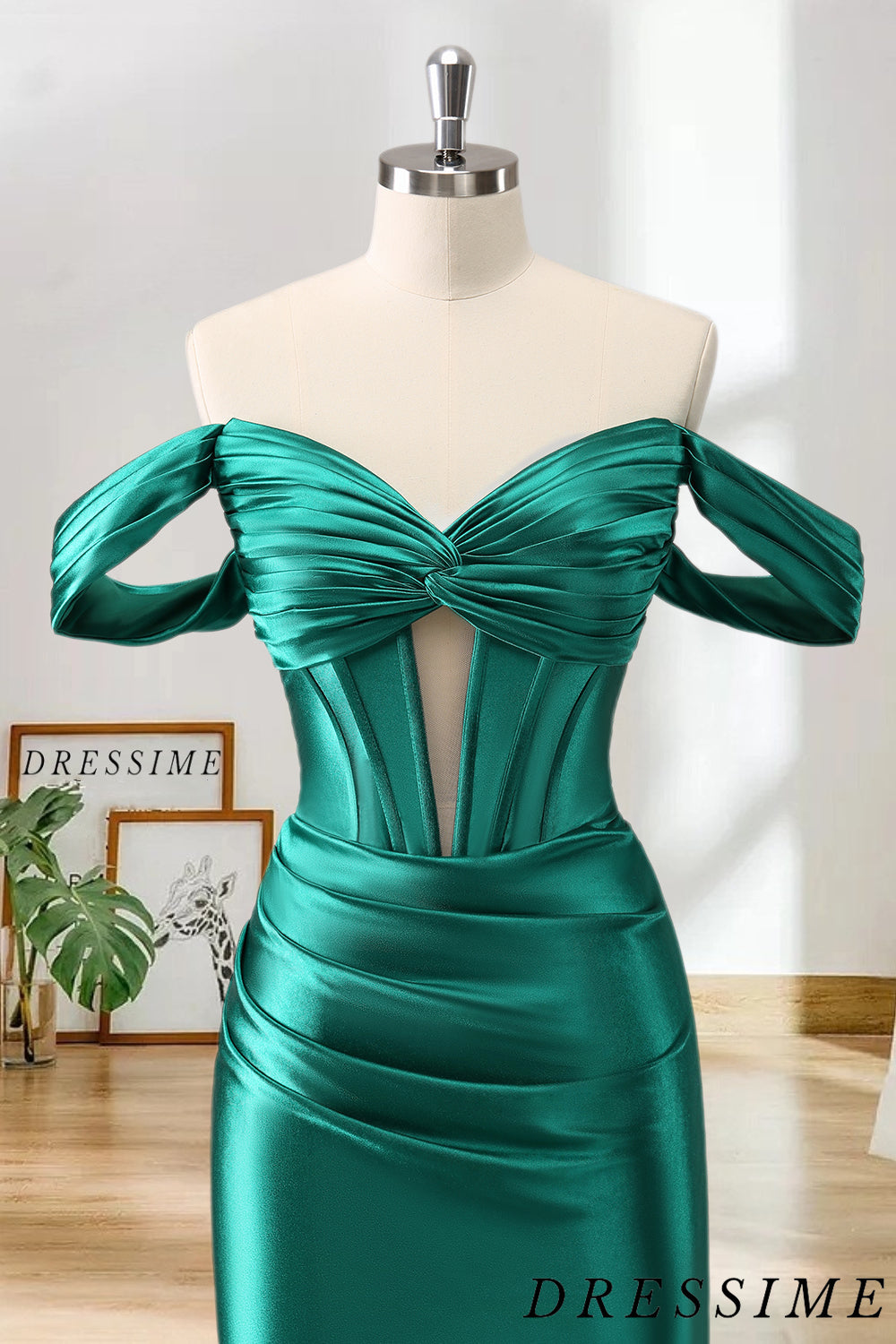 Dressime Bodycon Off the Shoulder Corset Satin Homecoming Dress dressime