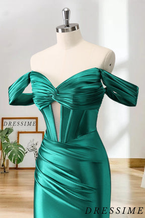 Dressime Bodycon Off the Shoulder Corset Satin Homecoming Dress dressime