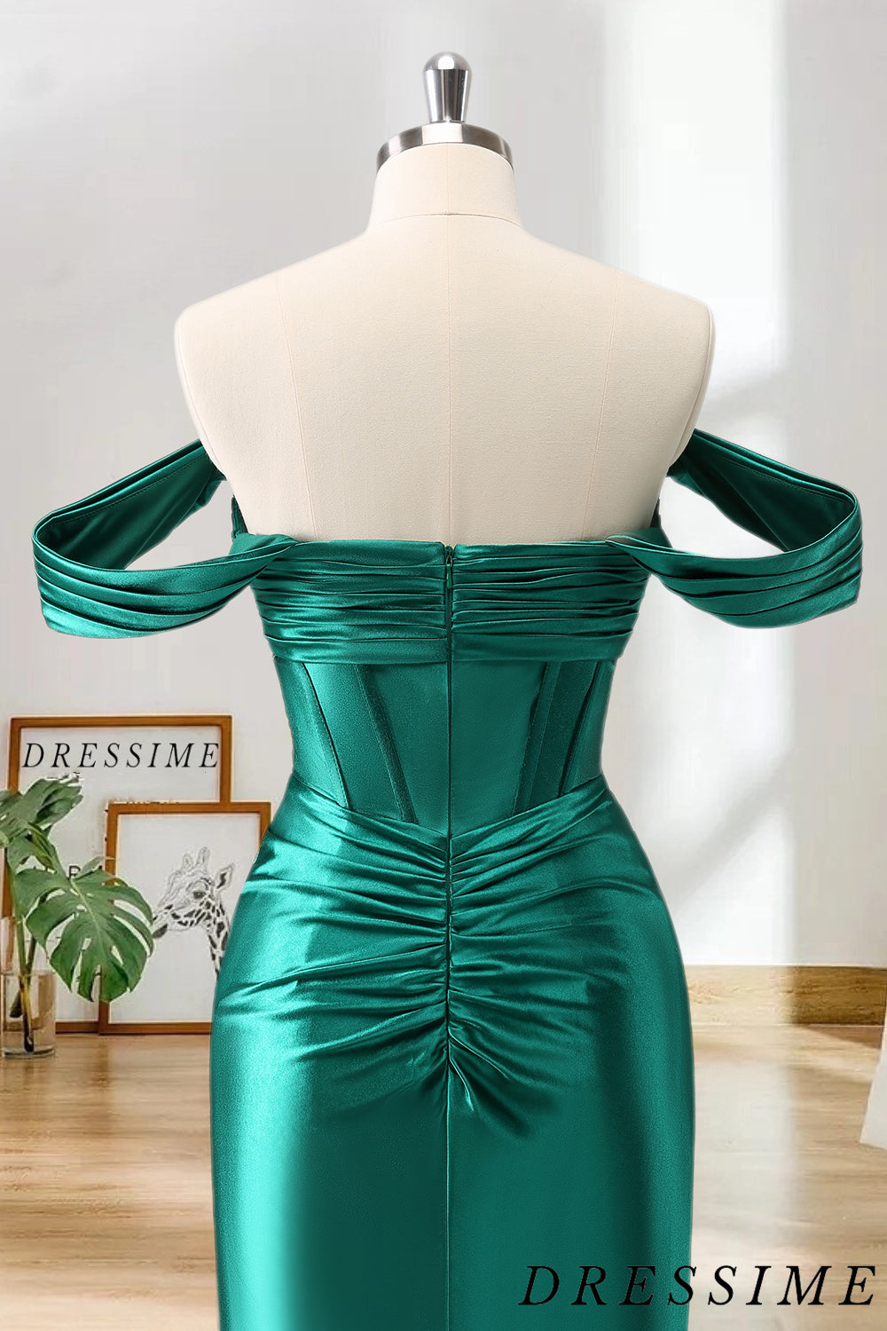 Dressime Bodycon Off the Shoulder Corset Satin Homecoming Dress dressime