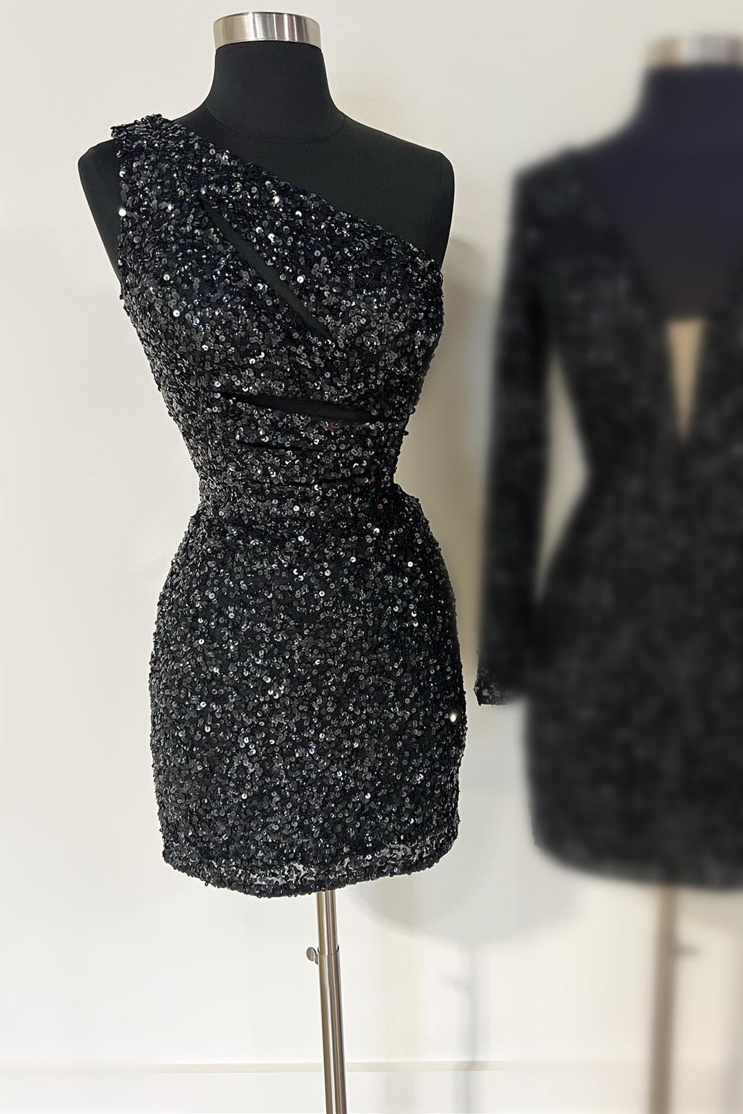 dressimeBodycon One Shoulder Cutout Sequin Short/Mini Homecoming Dress 