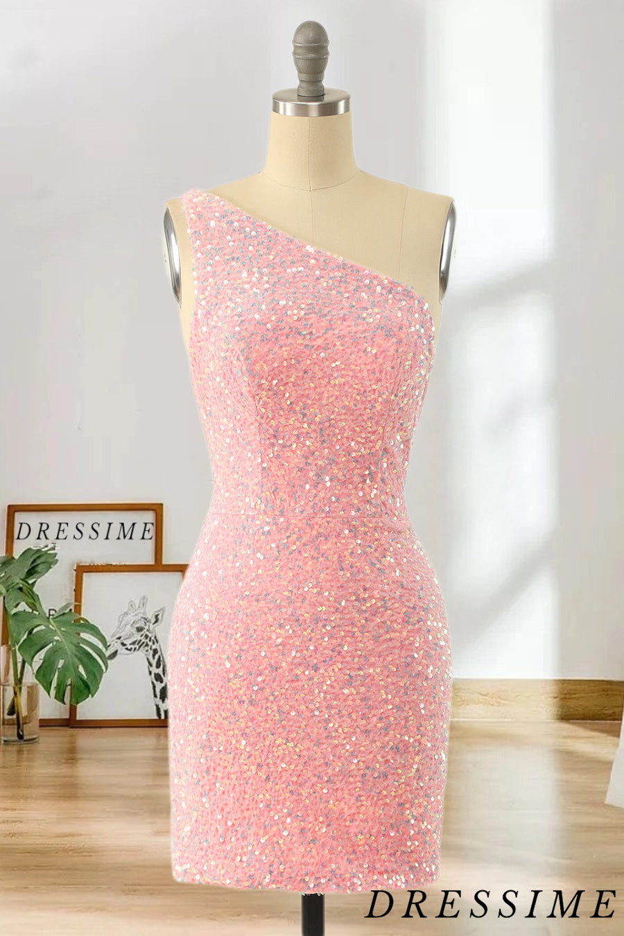 Dressime Bodycon One Shoulder Sequins Short/Mini Homecoming Dresses dressime