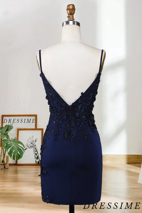 Dressime Bodycon Spaghetti Straps Corset Tight Short/Mini Homecoming Dress with Lace dressime