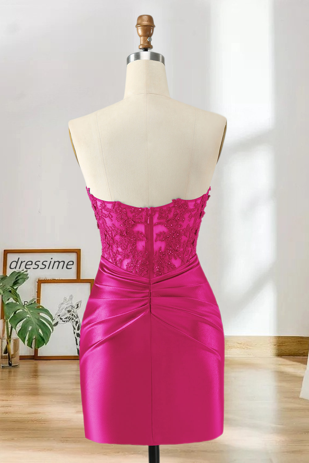 Dressime Bodycon Sweetheart Satin Lace Short/Mini Homecoming Dress With Keyhole dressime