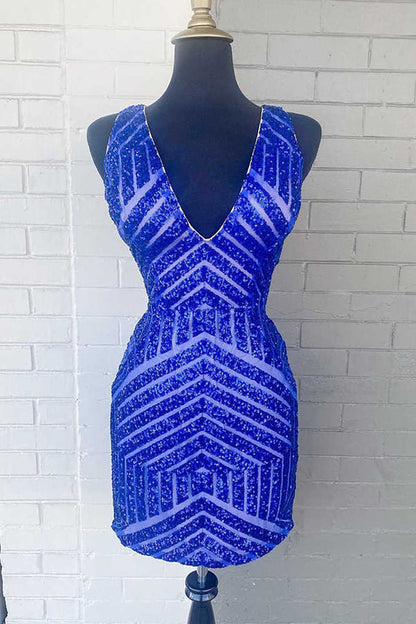 dressimeBodycon V Neck Sequins Homecoming Dresses 