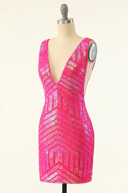 dressimeBodycon V Neck Sequins Homecoming Dresses 