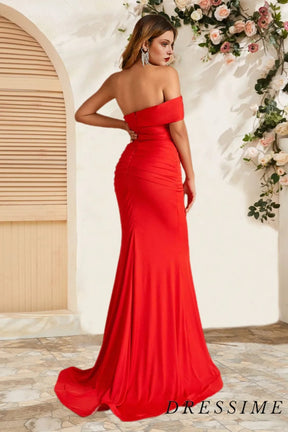 Dressime Classic Mermaid One Shoulder Satin Long Bridesmaid Dress dressime