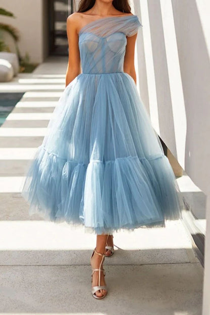 Dressime Cute Tulle One Shoulder Tulle Short Cocktail Dress Homecoming Dresses dressime