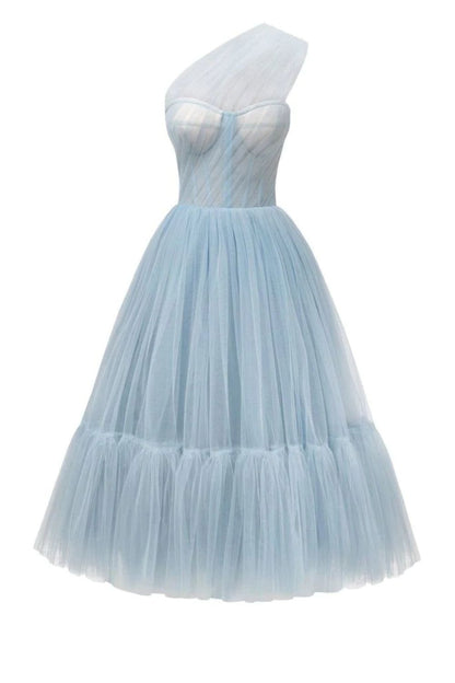 Dressime Cute Tulle One Shoulder Tulle Short Cocktail Dress Homecoming Dresses dressime