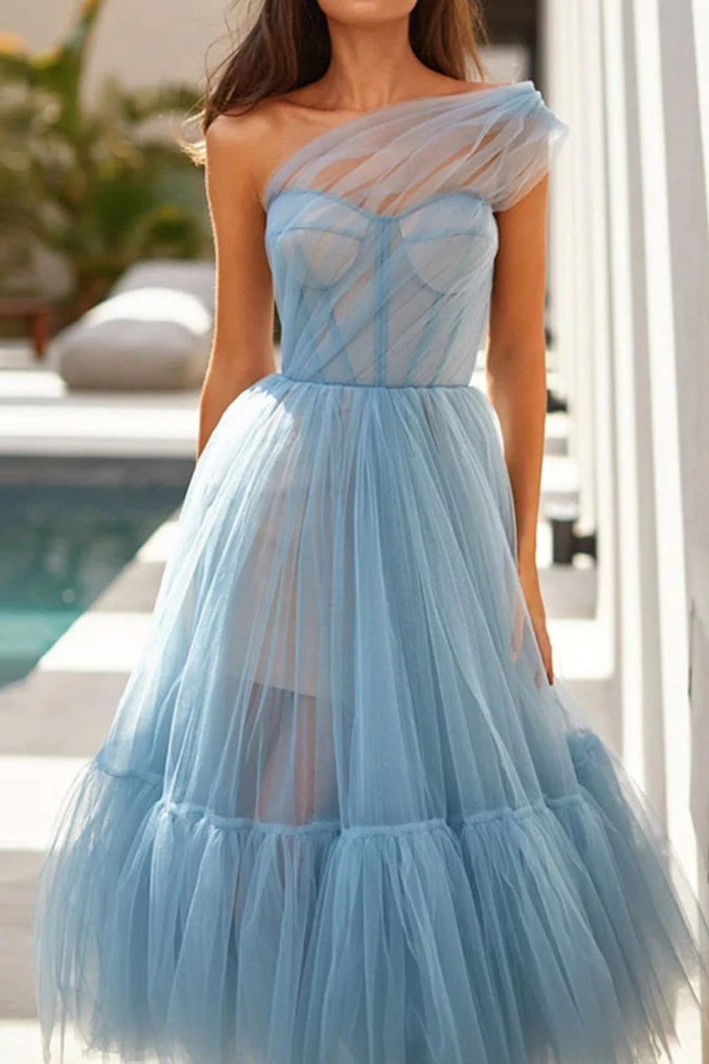 Dressime Cute Tulle One Shoulder Tulle Short Cocktail Dress Homecoming Dresses dressime