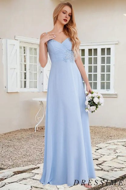 Dressime Elegant A-Line Long Blue Charming Bridesmaid Dresses Bridesmaid Gowns dressime